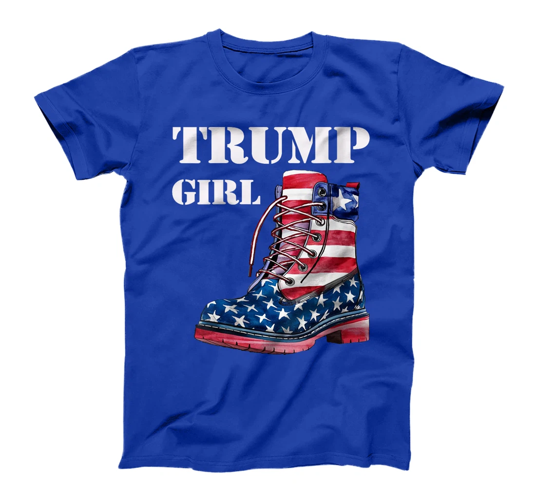 Womens Funny Trump Election, Trump Girl Heel Boot US Flag T-Shirt