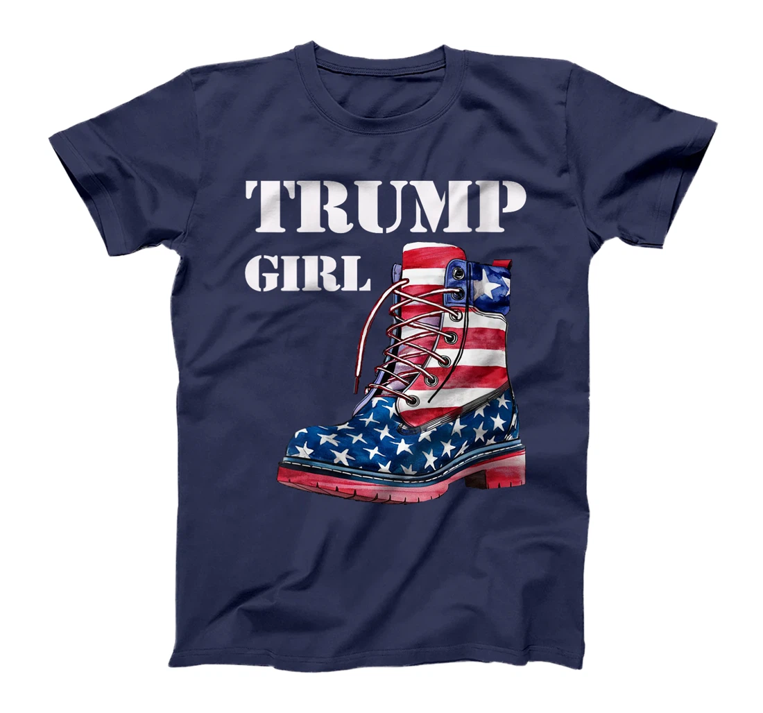 Womens Funny Trump Election, Trump Girl Heel Boot US Flag T-Shirt