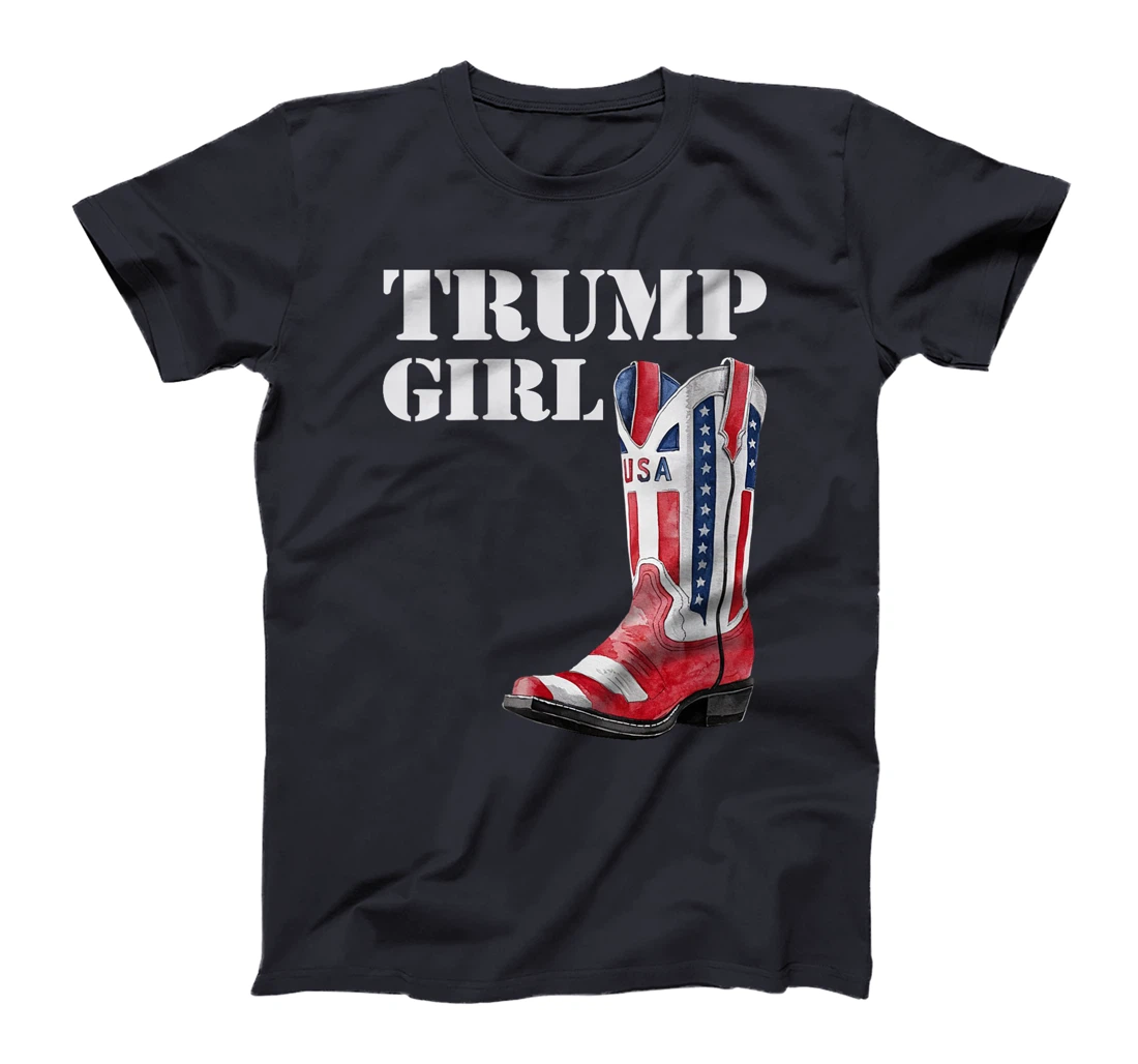 Womens Funny Trump Election, Trump Girl Heel Boot US Flag T-Shirt