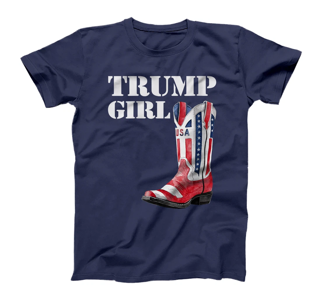 Womens Funny Trump Election, Trump Girl Heel Boot US Flag T-Shirt