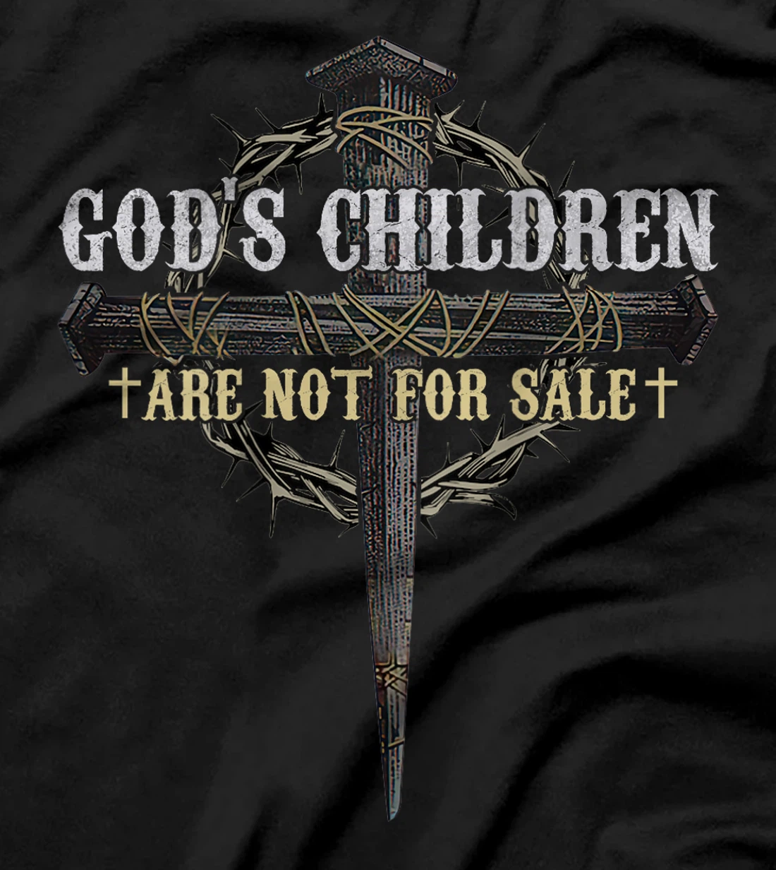 God's Children Are Not For Sale Cross Christian (On Back) T-Shirt