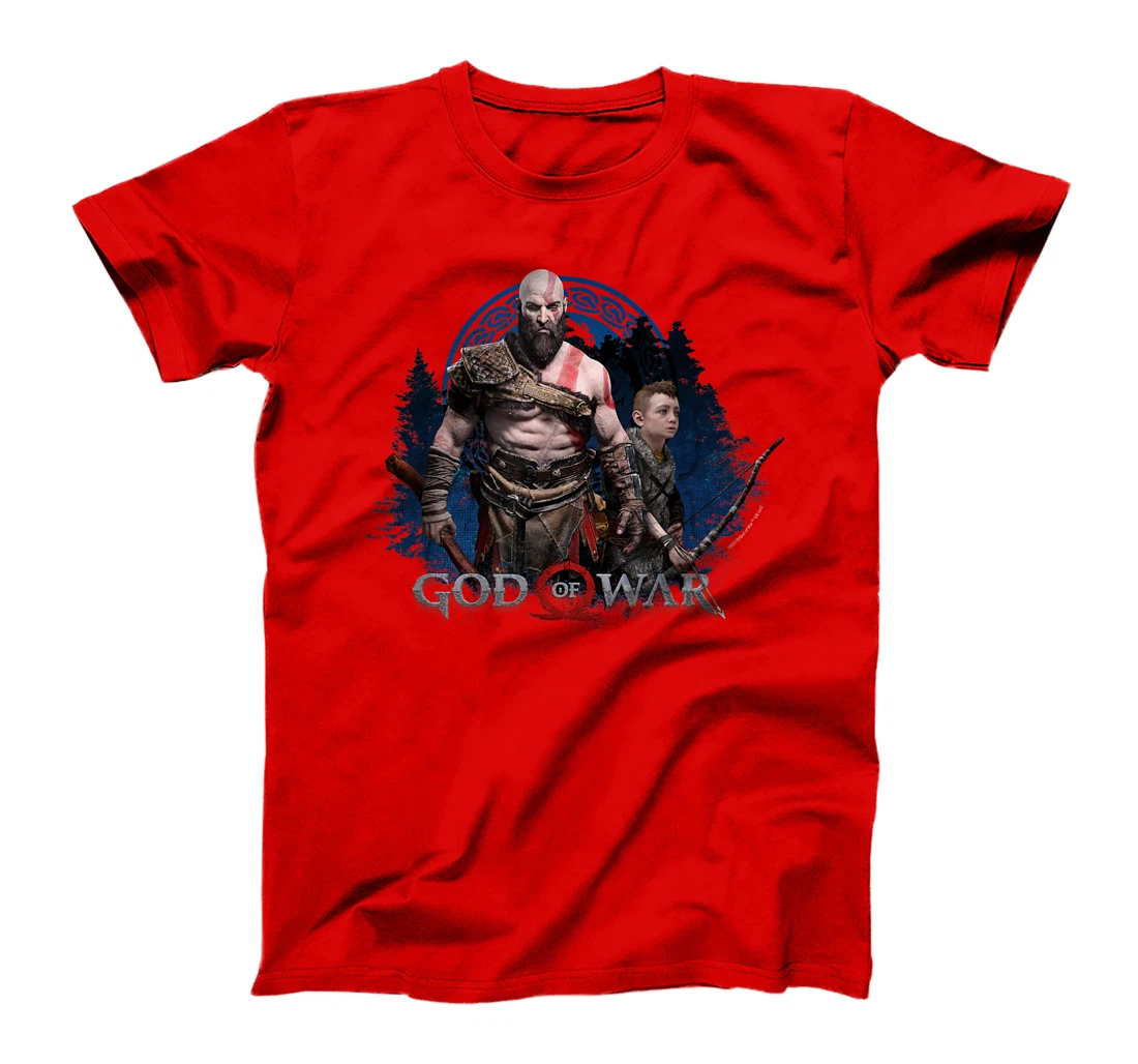 God of War Kratos and Son Blue Glow T-Shirt