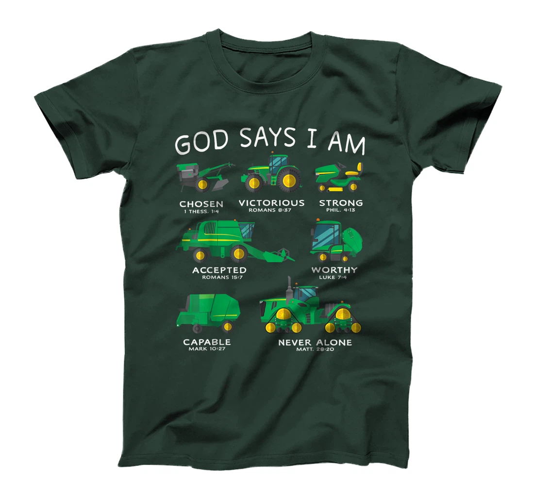 God Says I Am Tractor Farm Truck Toddler Kids Bible Verse T-Shirt