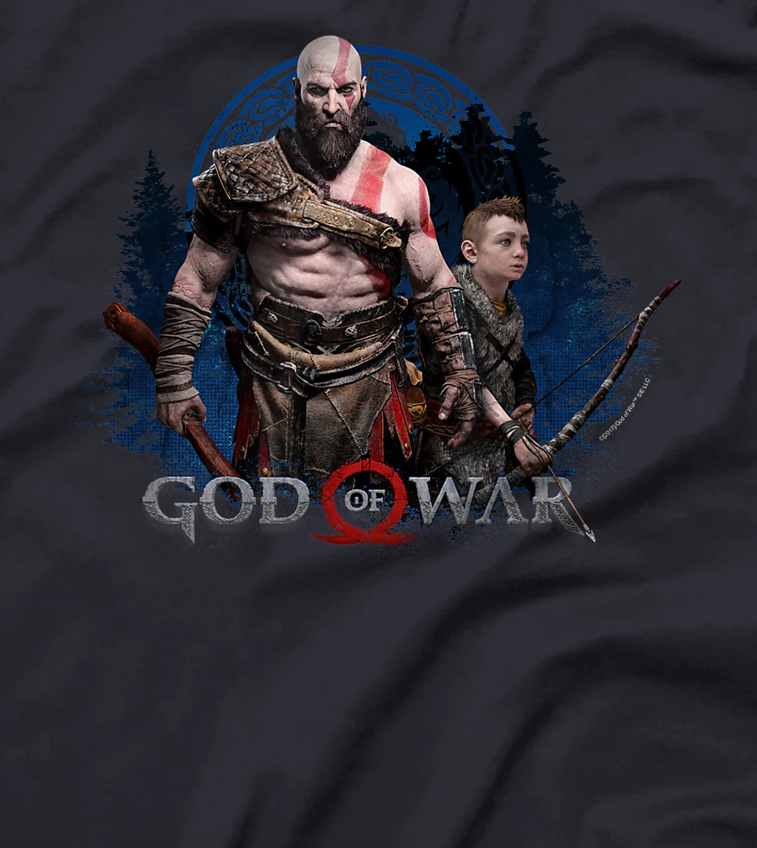 God of War Kratos and Son Blue Glow T-Shirt