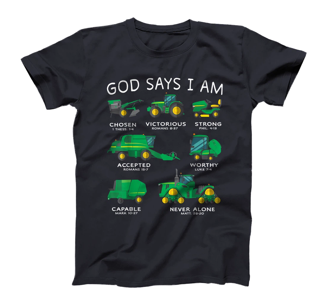 God Says I Am Tractor Farm Truck Toddler Kids Bible Verse T-Shirt