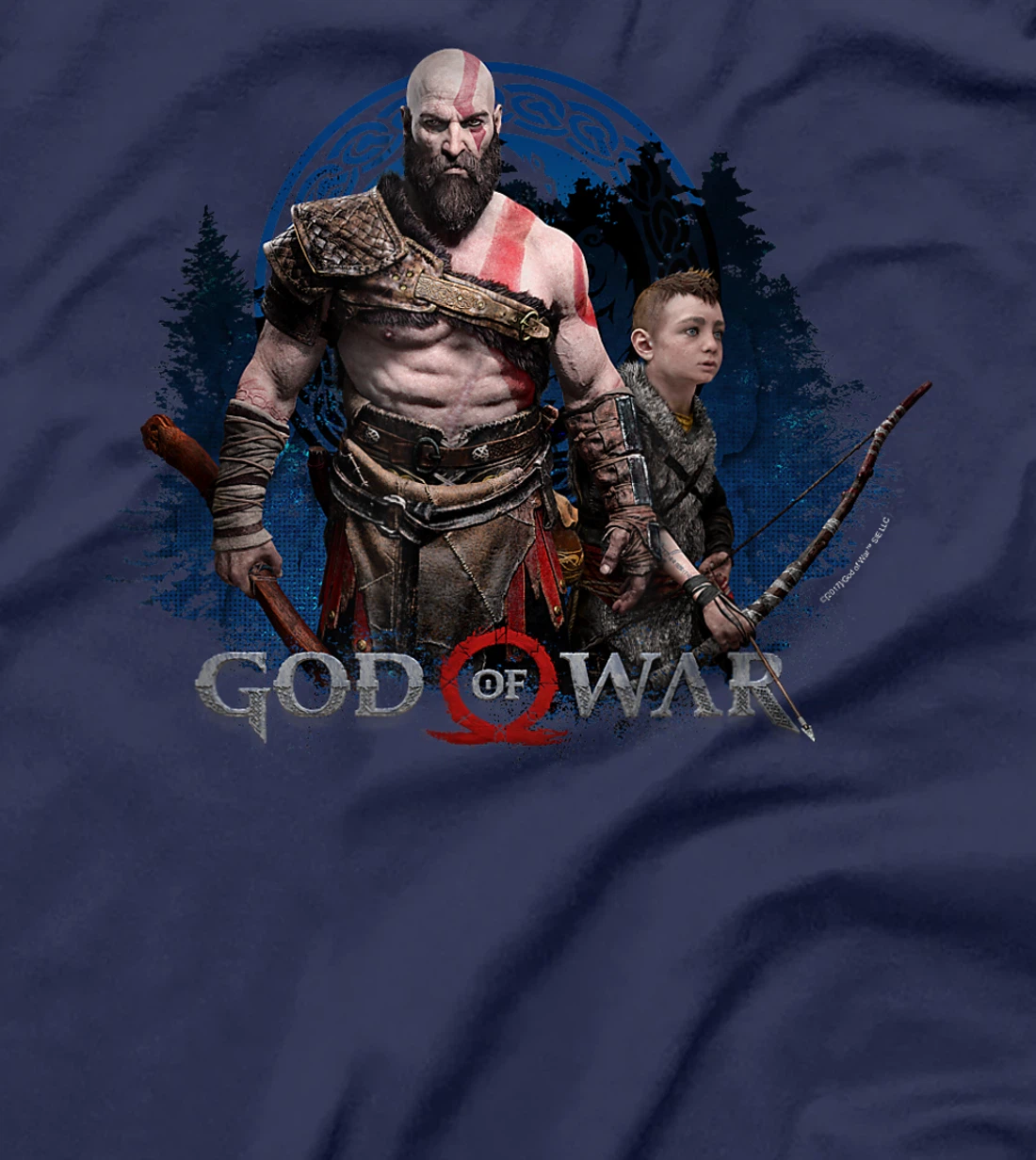 God of War Kratos and Son Blue Glow T-Shirt