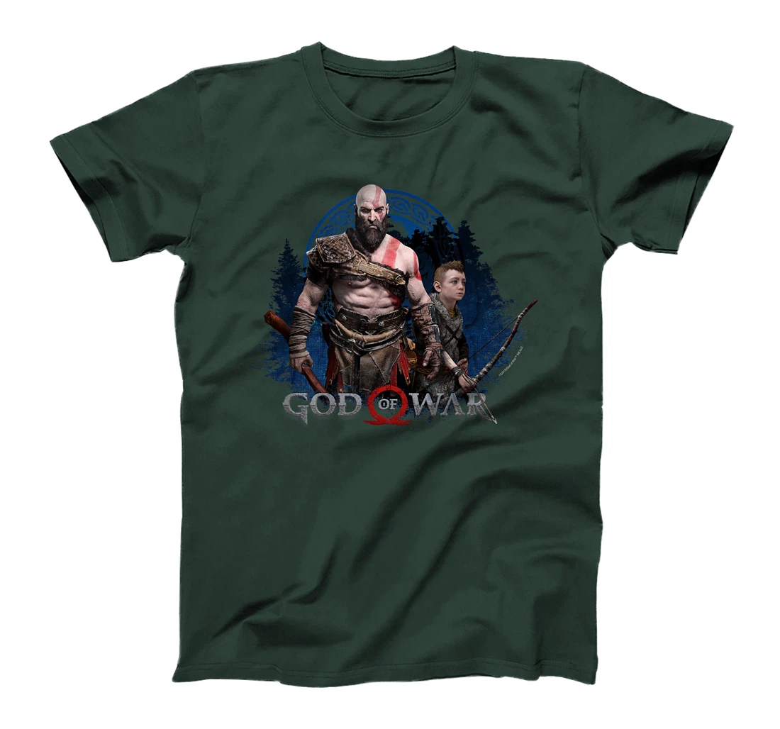 God of War Kratos and Son Blue Glow T-Shirt