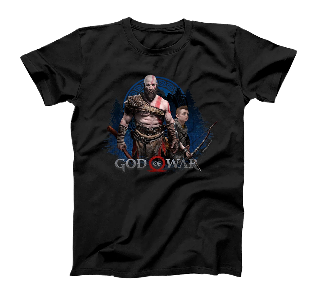 God of War Kratos and Son Blue Glow T-Shirt