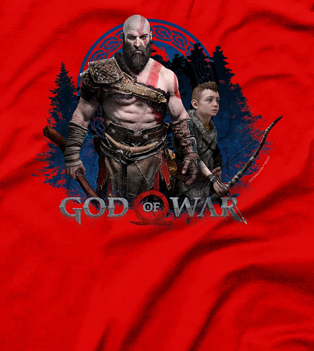 God of War Kratos and Son Blue Glow T-Shirt