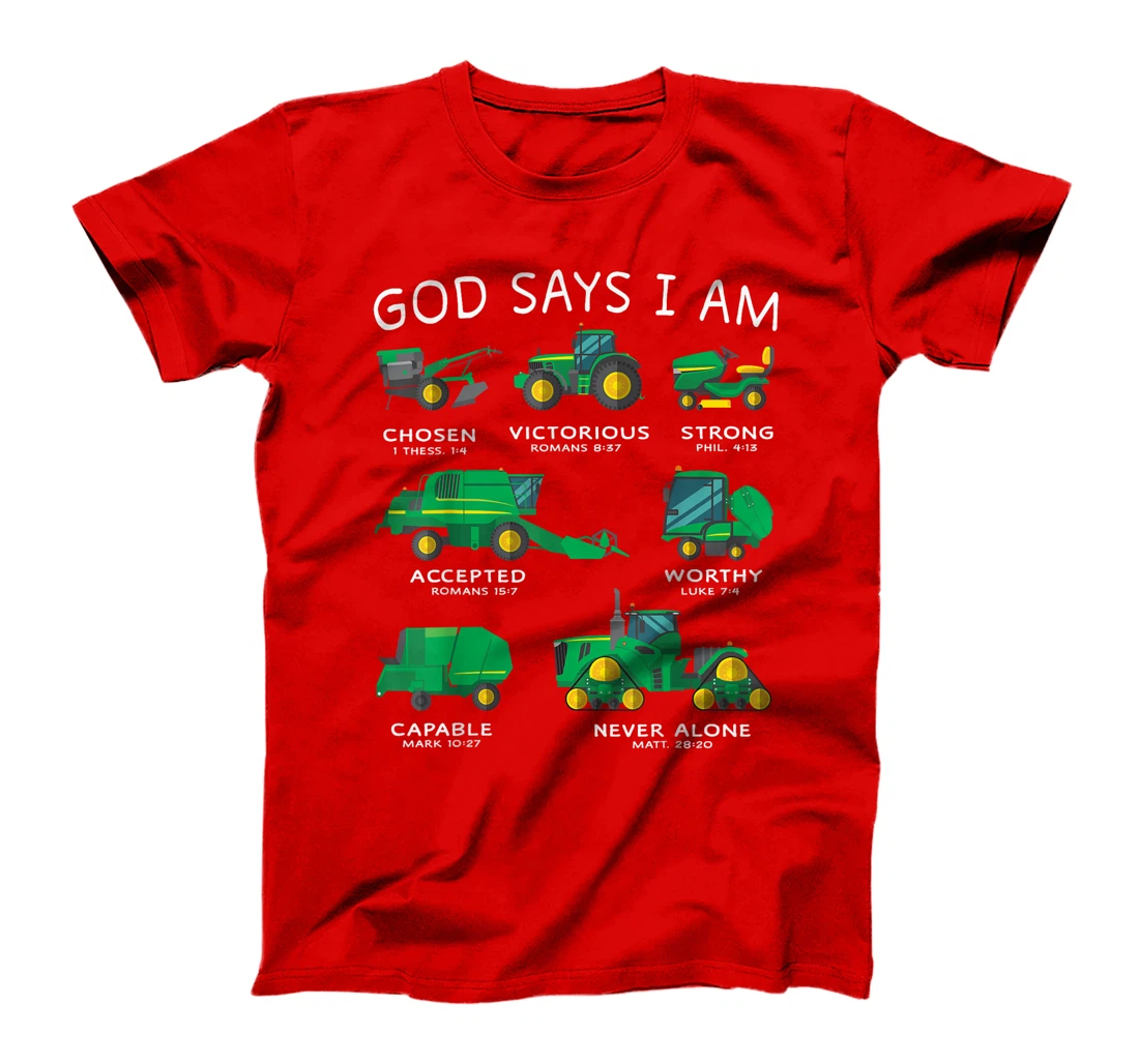 God Says I Am Tractor Farm Truck Toddler Kids Bible Verse T-Shirt