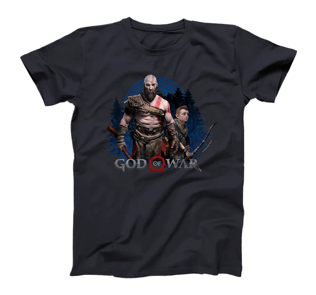 God of War Kratos and Son Blue Glow T-Shirt