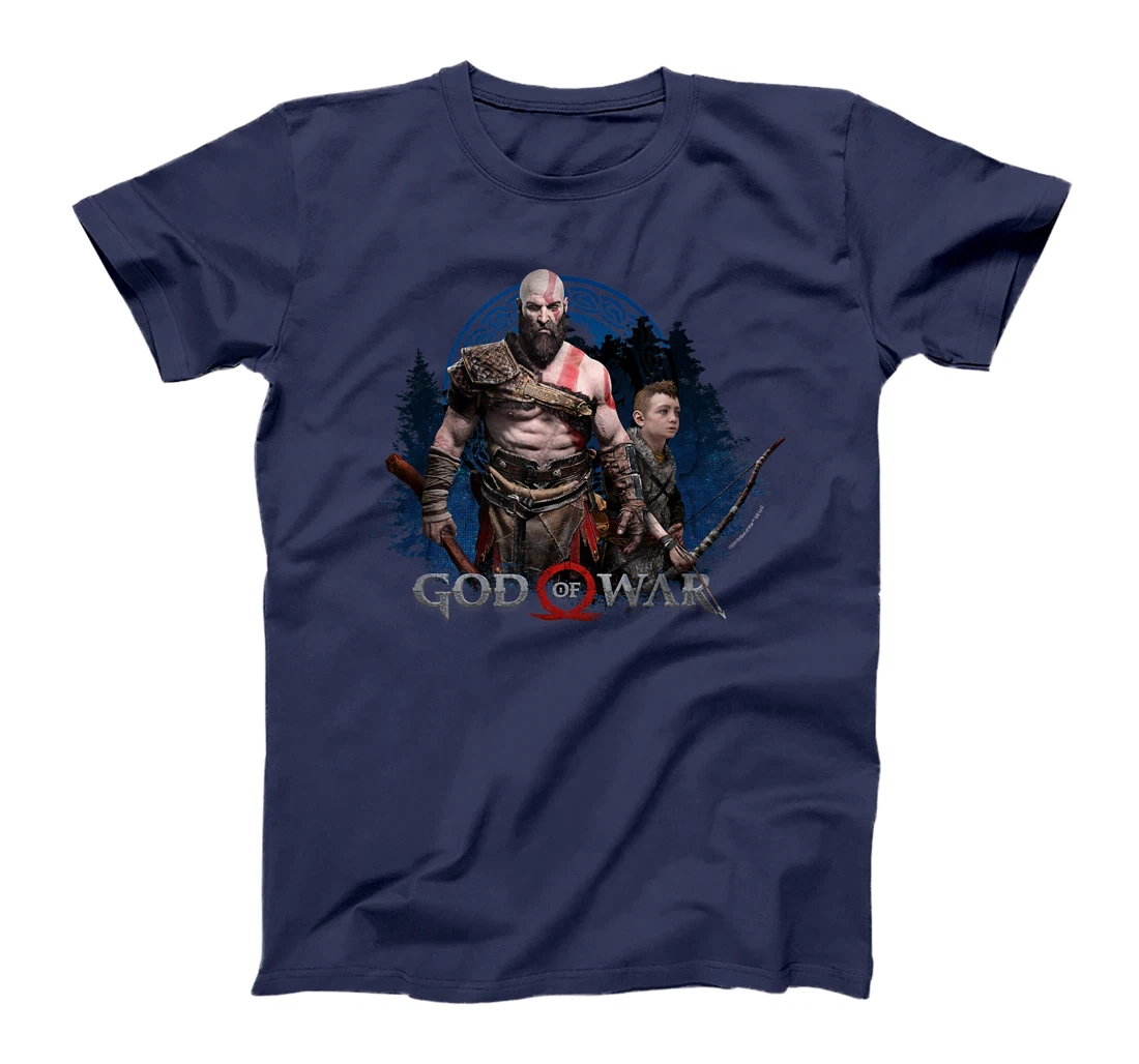 God of War Kratos and Son Blue Glow T-Shirt