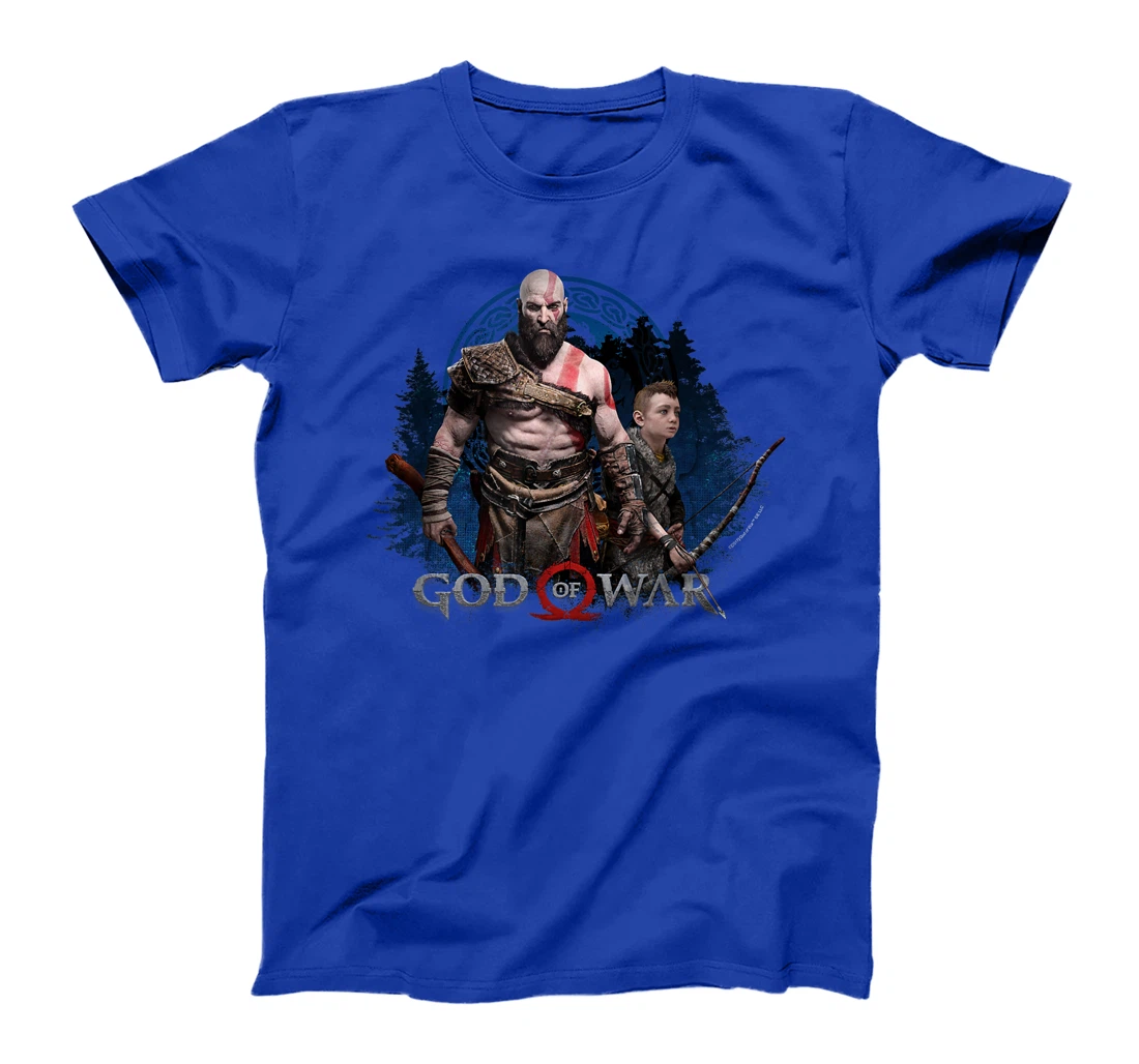 God of War Kratos and Son Blue Glow T-Shirt