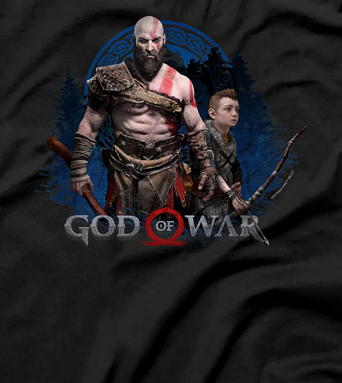 God of War Kratos and Son Blue Glow T-Shirt