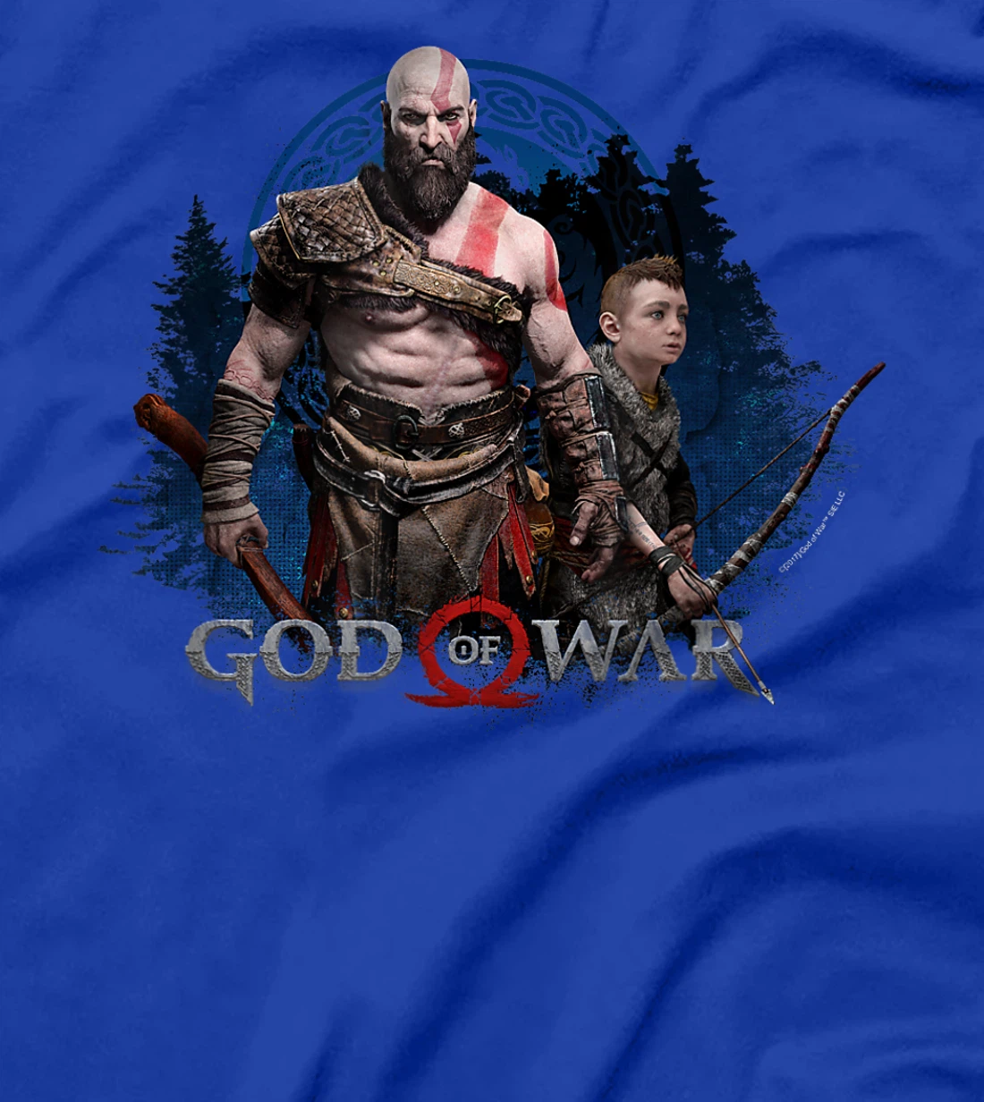 God of War Kratos and Son Blue Glow T-Shirt