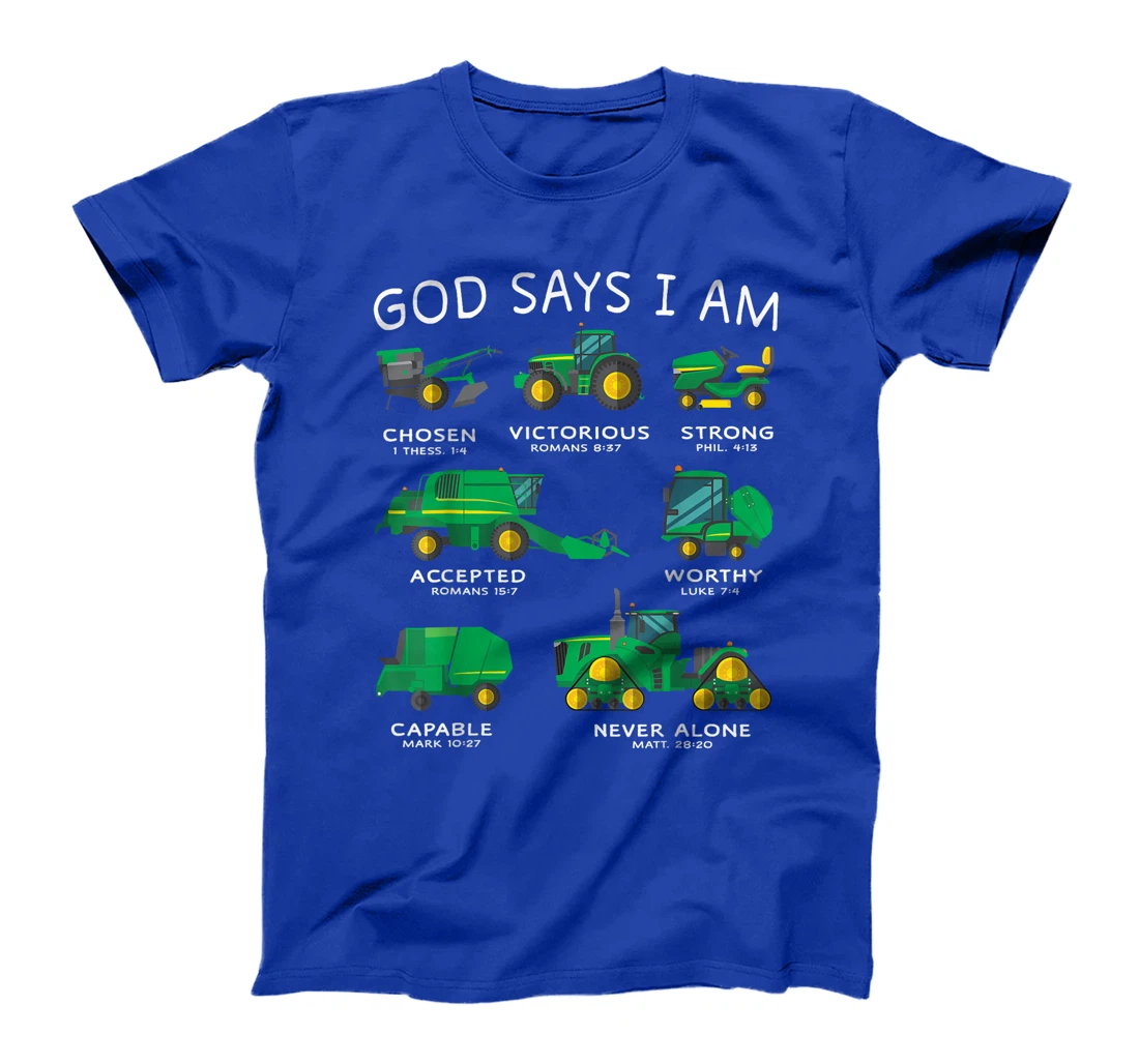God Says I Am Tractor Farm Truck Toddler Kids Bible Verse T-Shirt