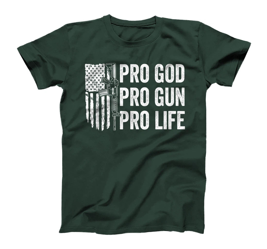 Pro God Pro Gun Pro Life - USA Christian Guns Owner Flag T-Shirt