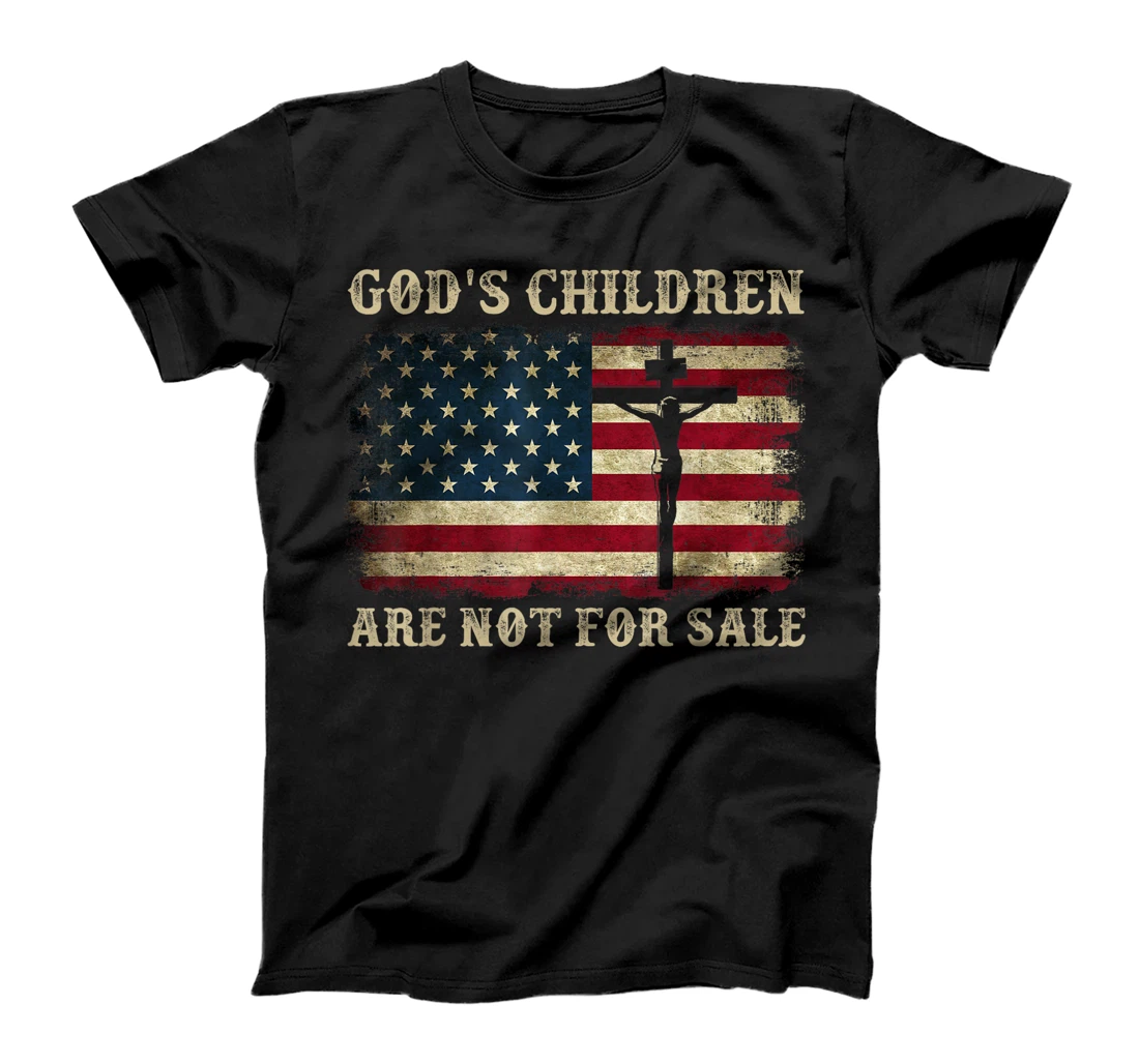 Gods Children Are Not For Sale American Flag Cross Christian T-Shirt