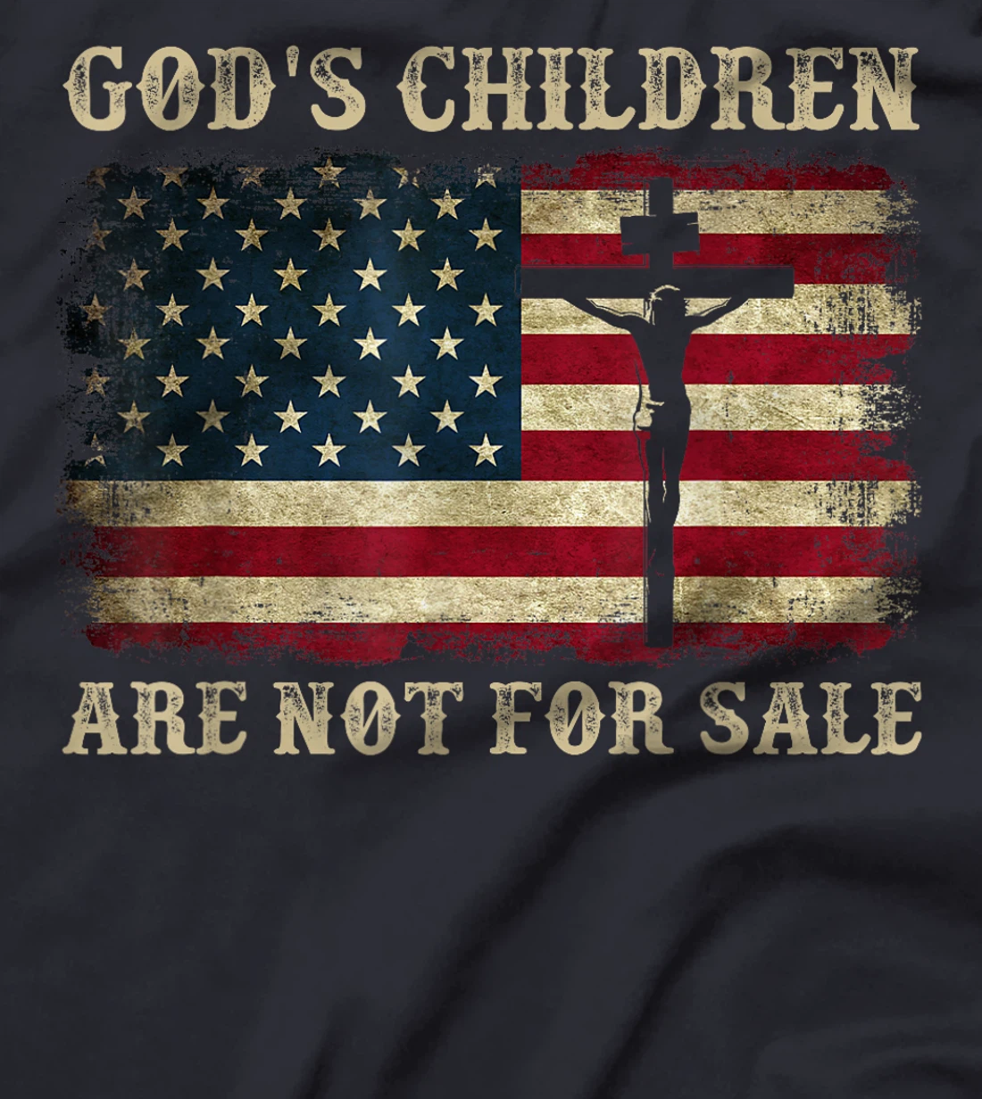 Gods Children Are Not For Sale American Flag Cross Christian T-Shirt