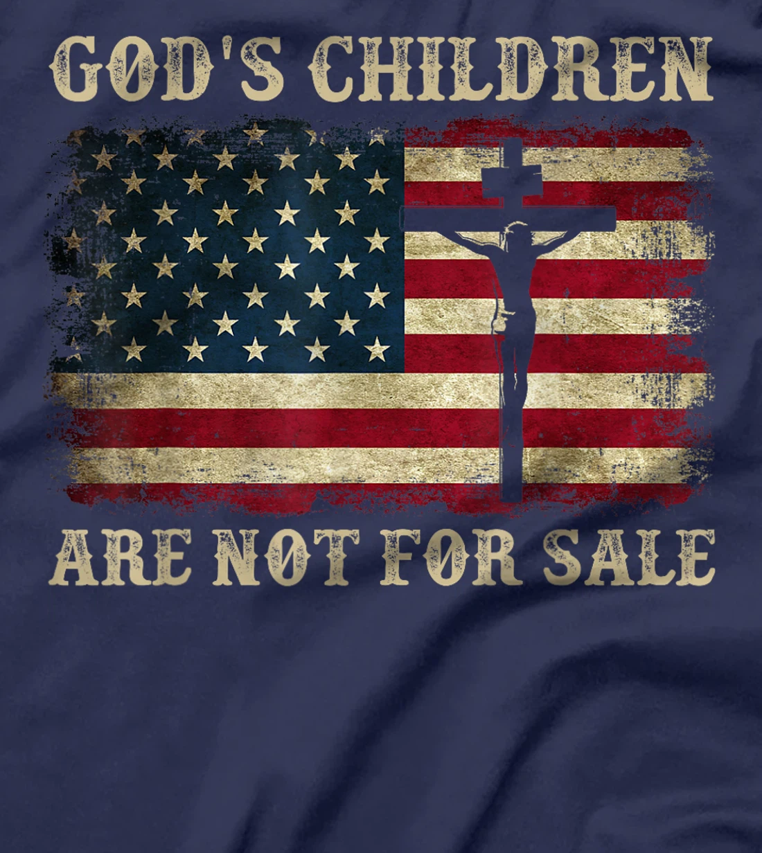 Gods Children Are Not For Sale American Flag Cross Christian T-Shirt