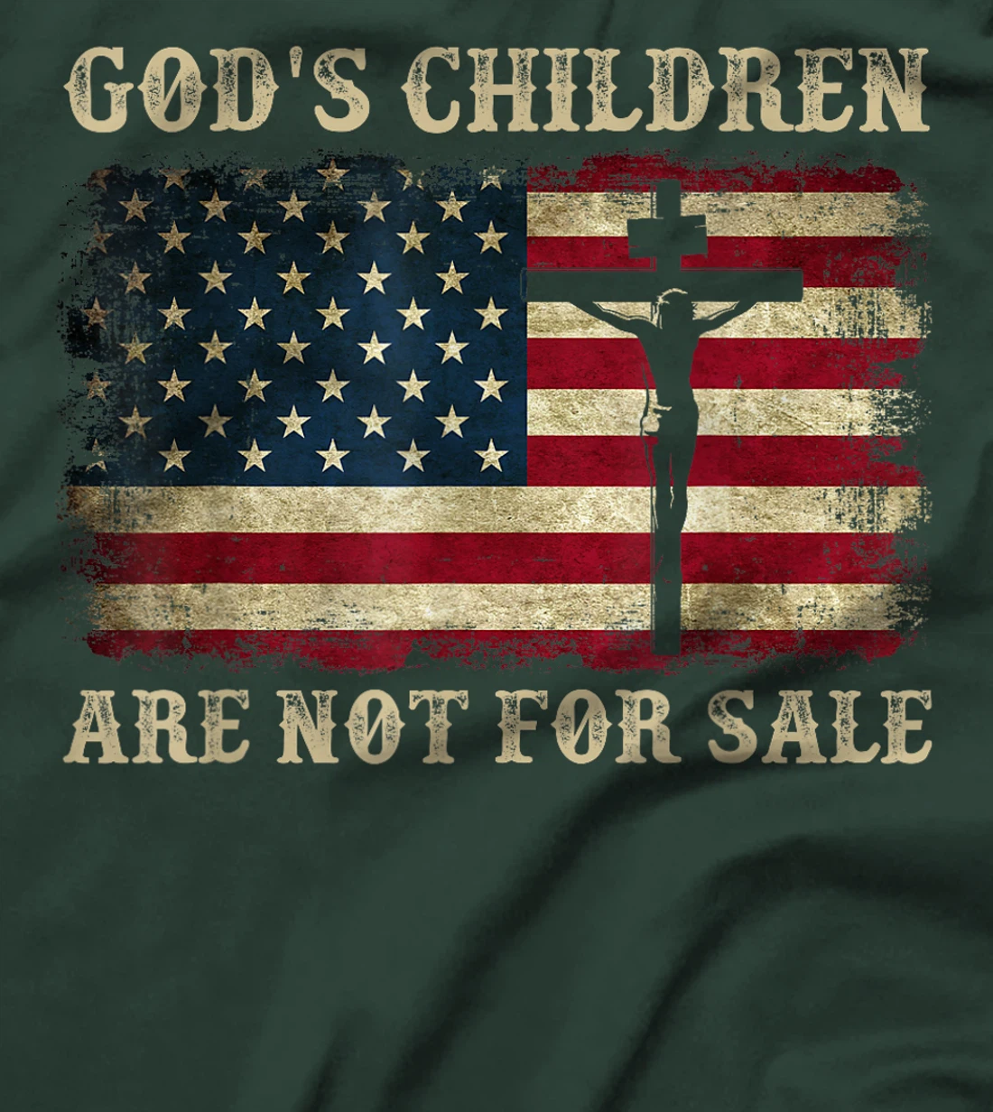 Gods Children Are Not For Sale American Flag Cross Christian T-Shirt