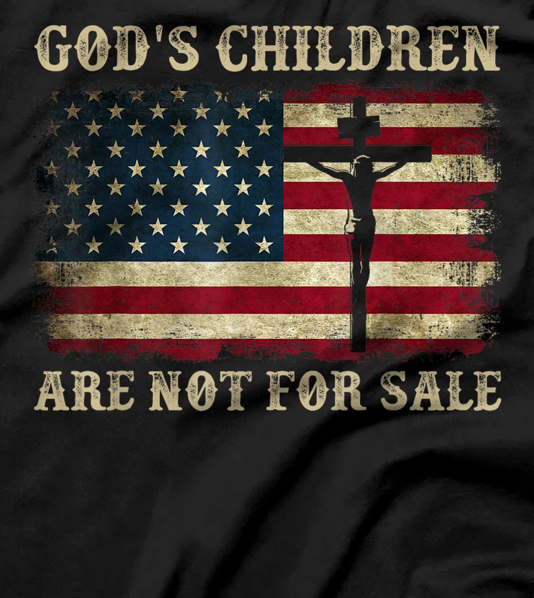 Gods Children Are Not For Sale American Flag Cross Christian T-Shirt