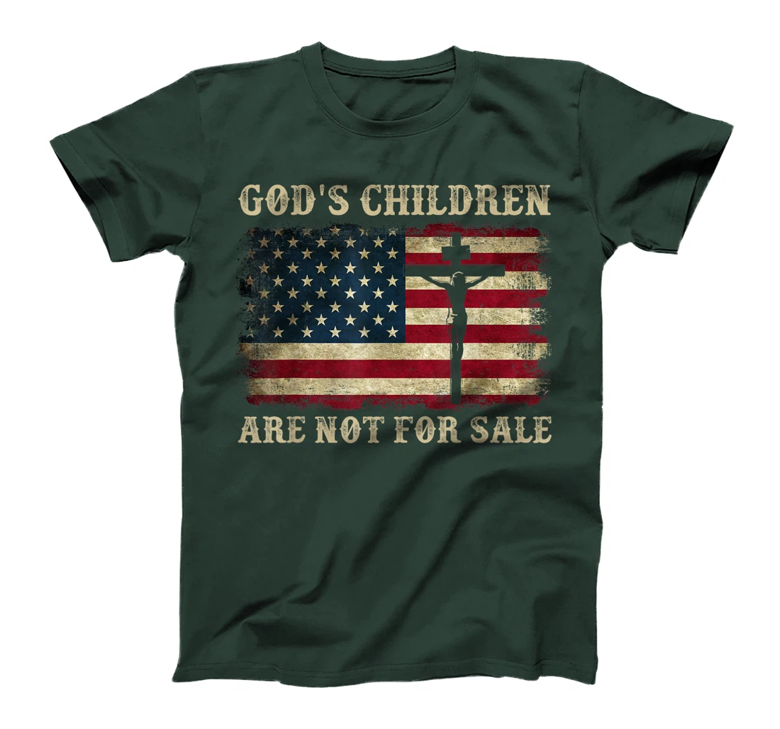 Gods Children Are Not For Sale American Flag Cross Christian T-Shirt