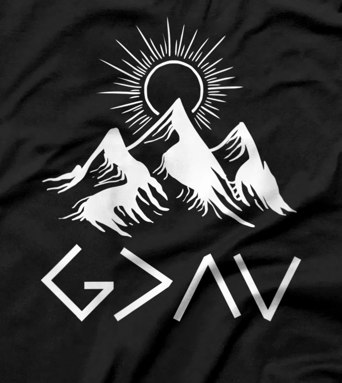 Womens Mountain God Greater Than Highs Lows Religion Christian Gift T-Shirt