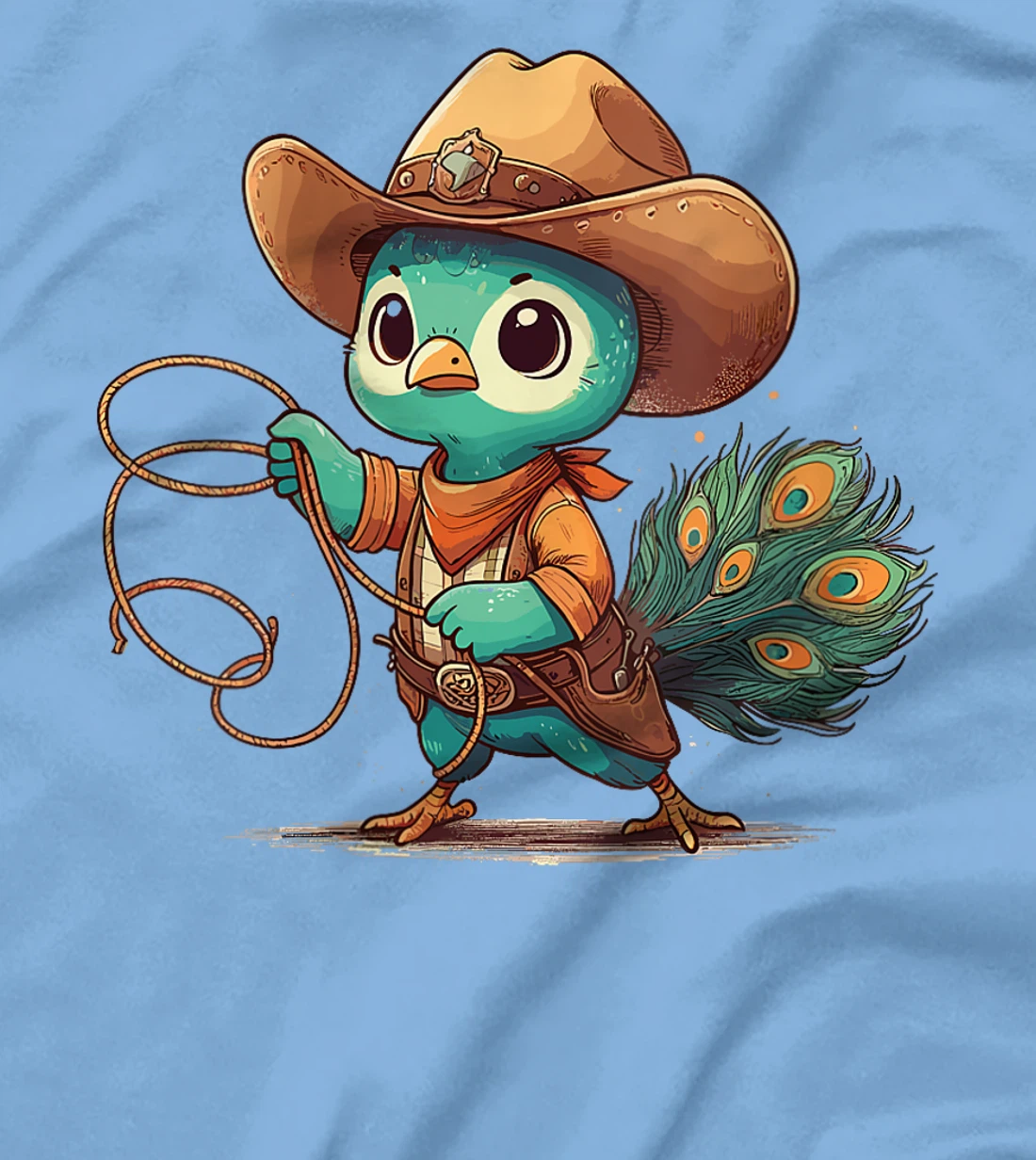 Womens Western Rodeo Cowboy Hat Peacock Texas Animals T-Shirt