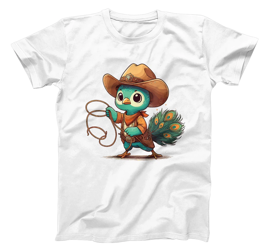 Womens Western Rodeo Cowboy Hat Peacock Texas Animals T-Shirt