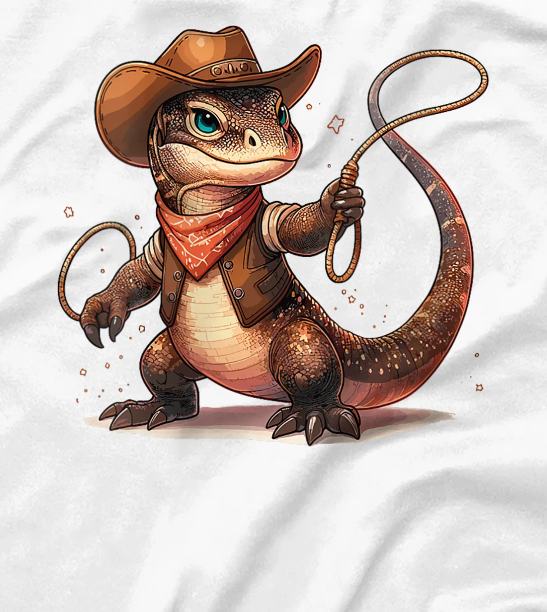 Womens Western Rodeo Cowboy Hat Komodo Dragon Texas Animals T-Shirt
