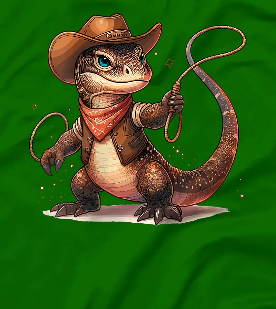 Womens Western Rodeo Cowboy Hat Komodo Dragon Texas Animals T-Shirt