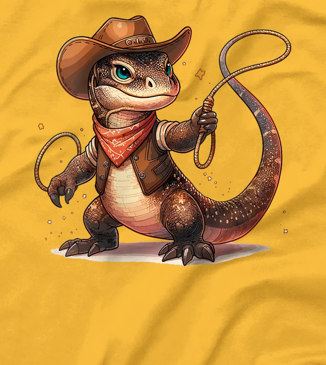 Womens Western Rodeo Cowboy Hat Komodo Dragon Texas Animals T-Shirt