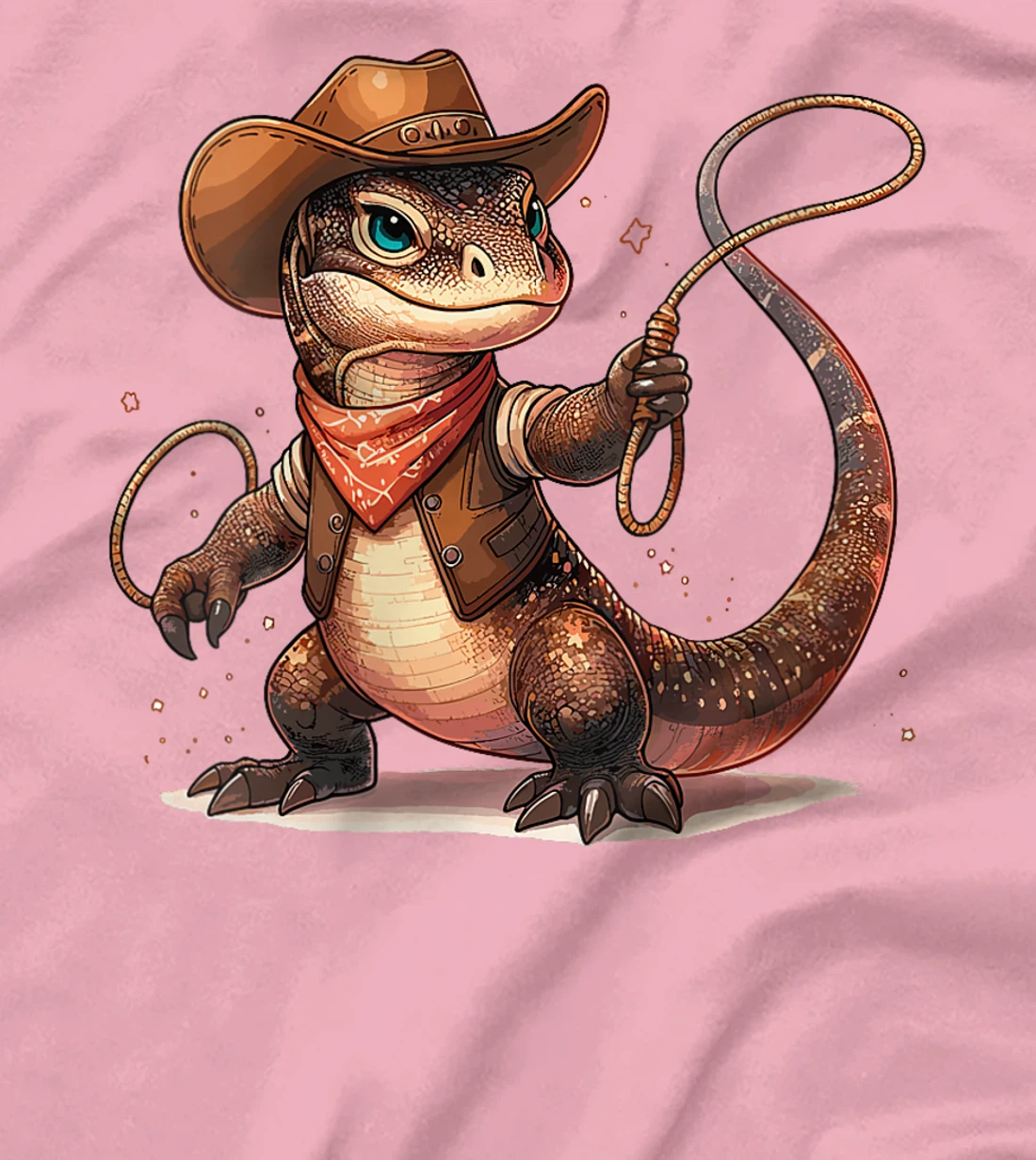 Womens Western Rodeo Cowboy Hat Komodo Dragon Texas Animals T-Shirt