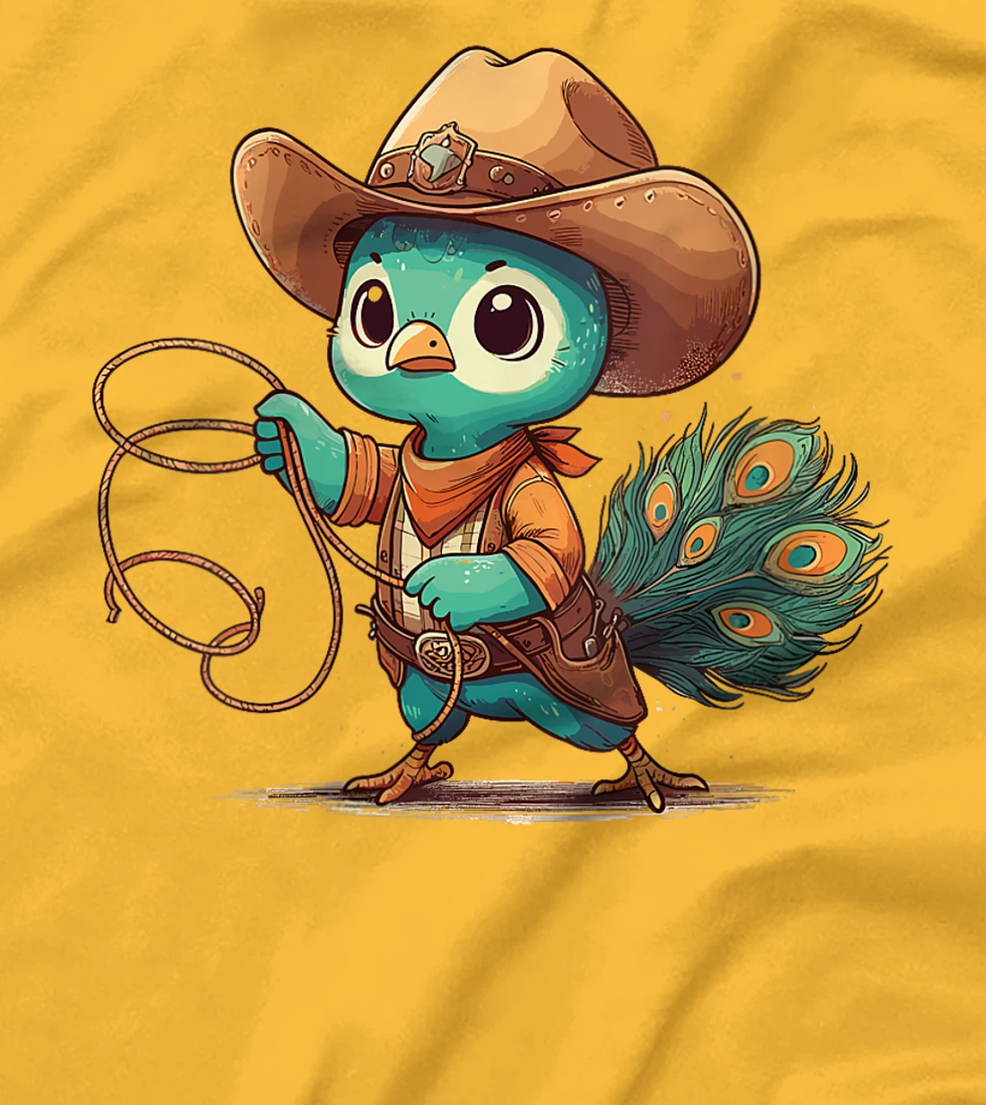 Womens Western Rodeo Cowboy Hat Peacock Texas Animals T-Shirt