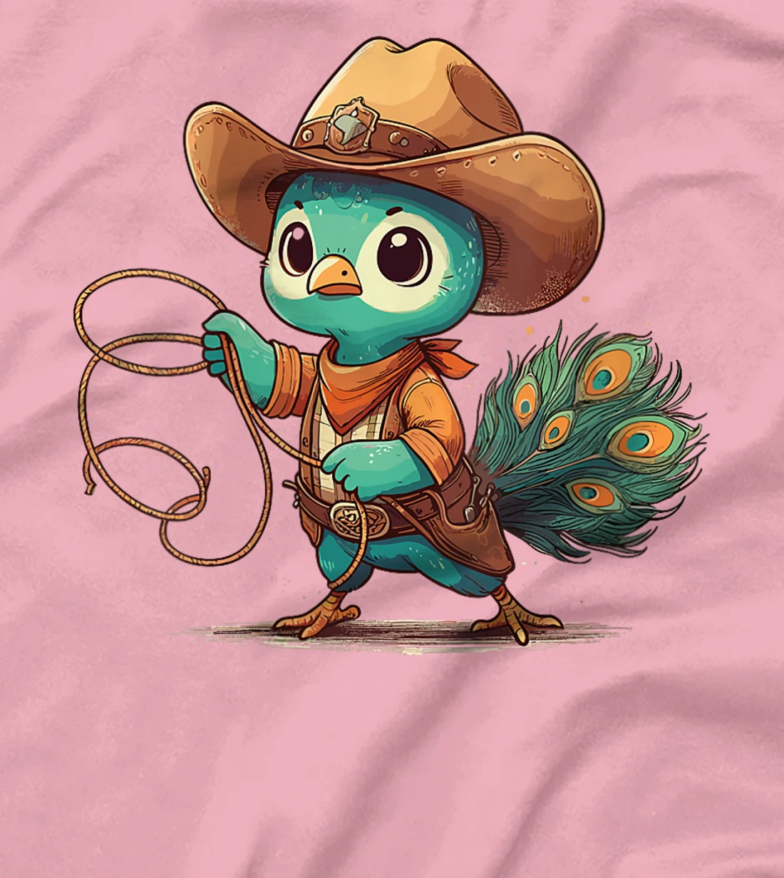 Womens Western Rodeo Cowboy Hat Peacock Texas Animals T-Shirt