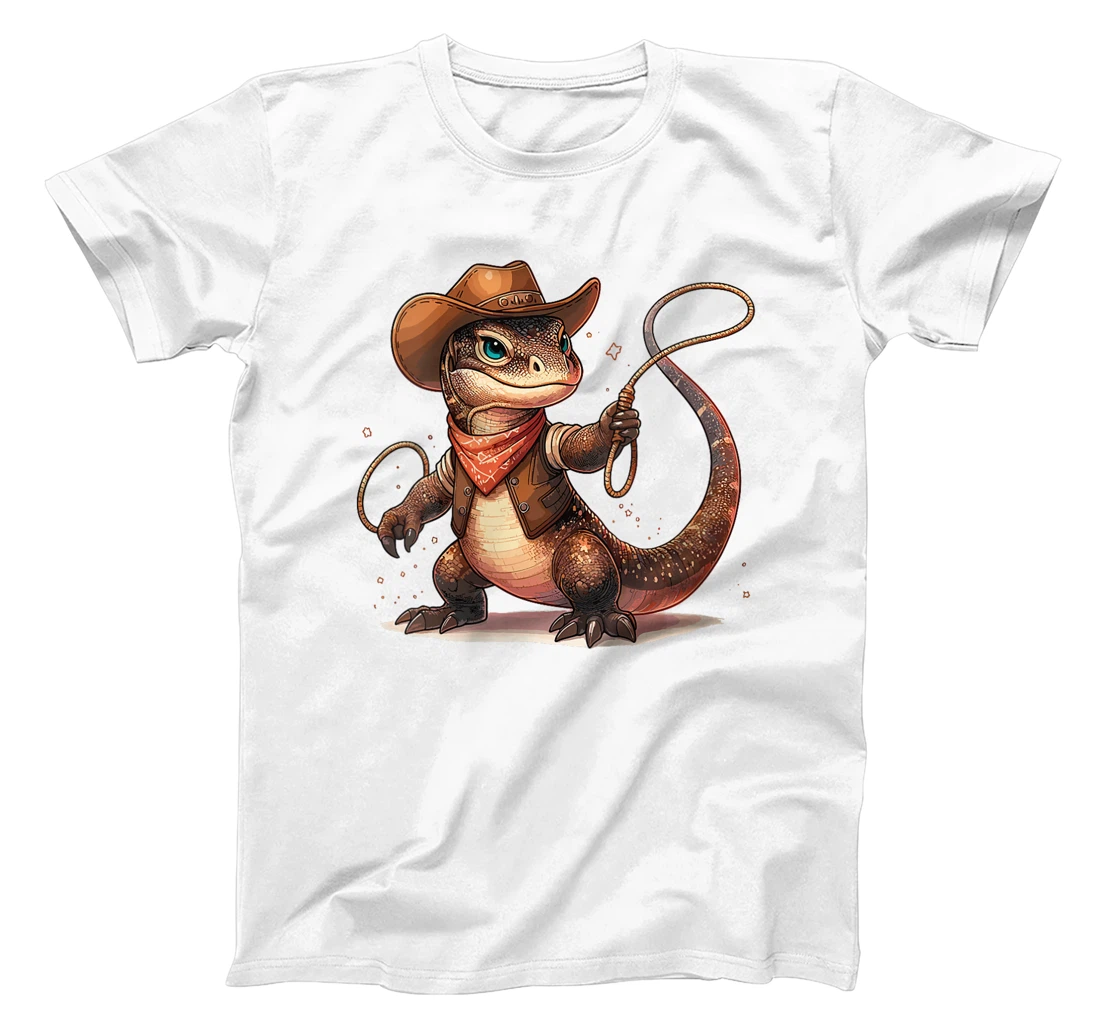 Womens Western Rodeo Cowboy Hat Komodo Dragon Texas Animals T-Shirt