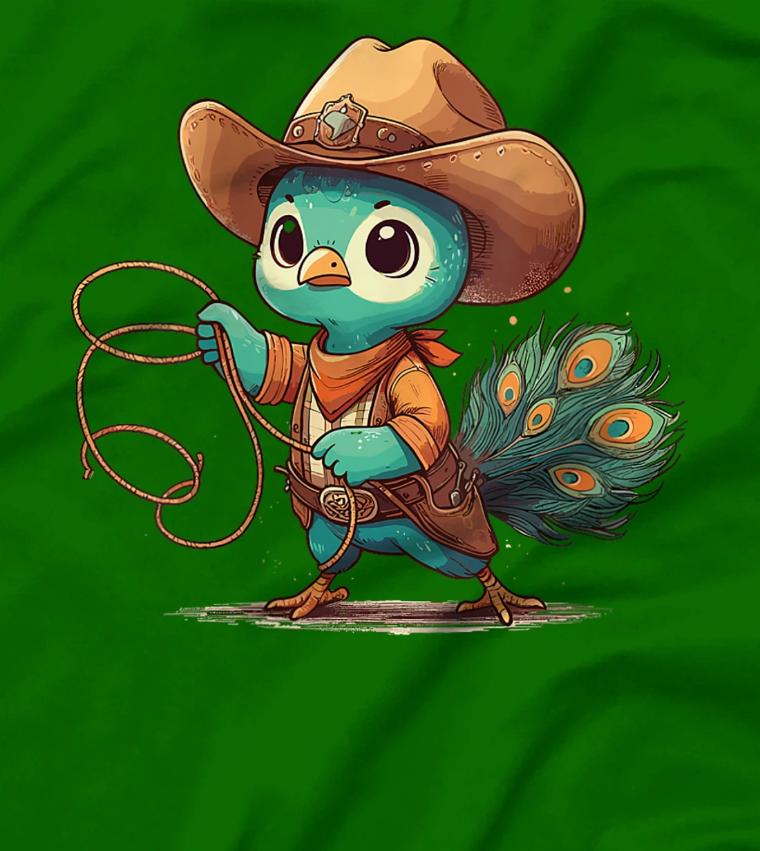 Womens Western Rodeo Cowboy Hat Peacock Texas Animals T-Shirt