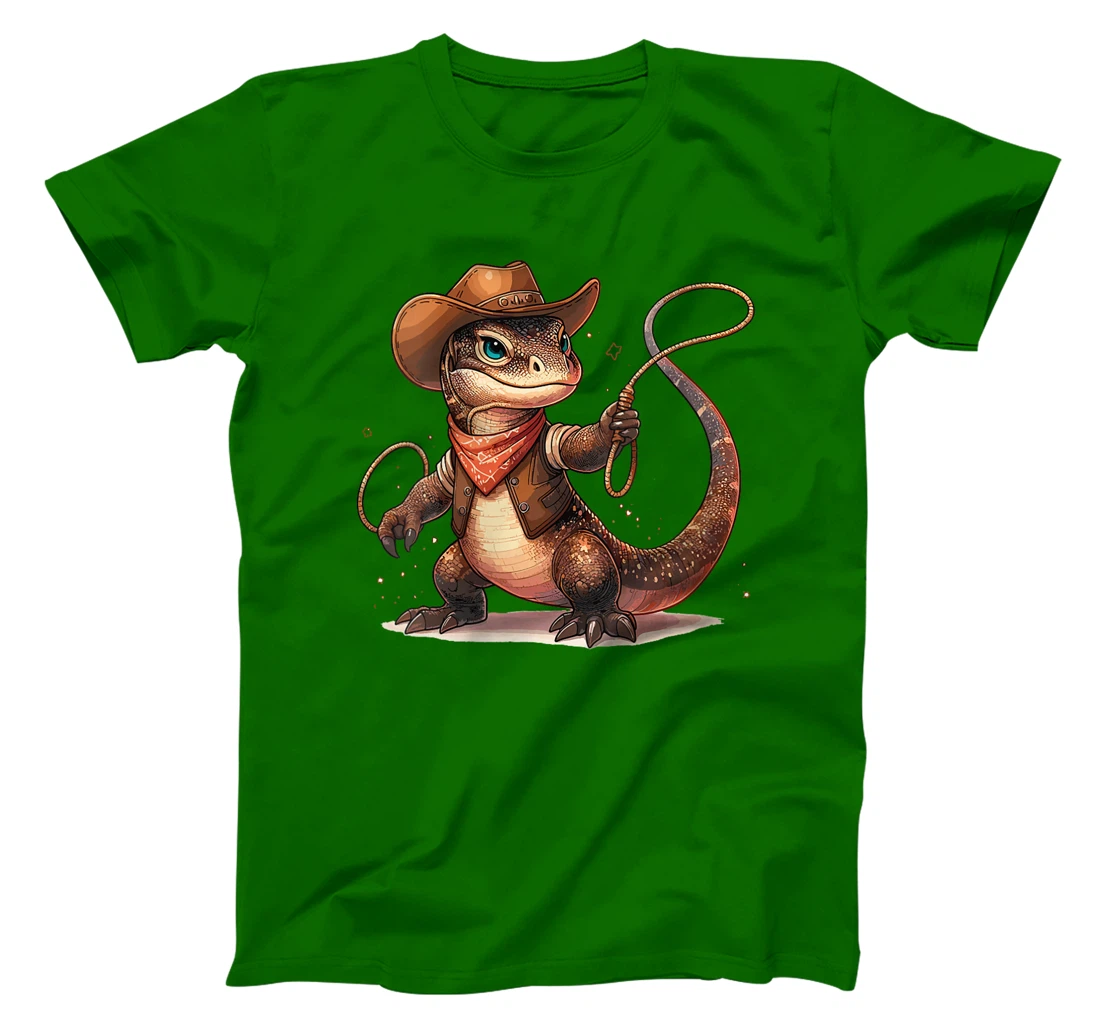 Womens Western Rodeo Cowboy Hat Komodo Dragon Texas Animals T-Shirt