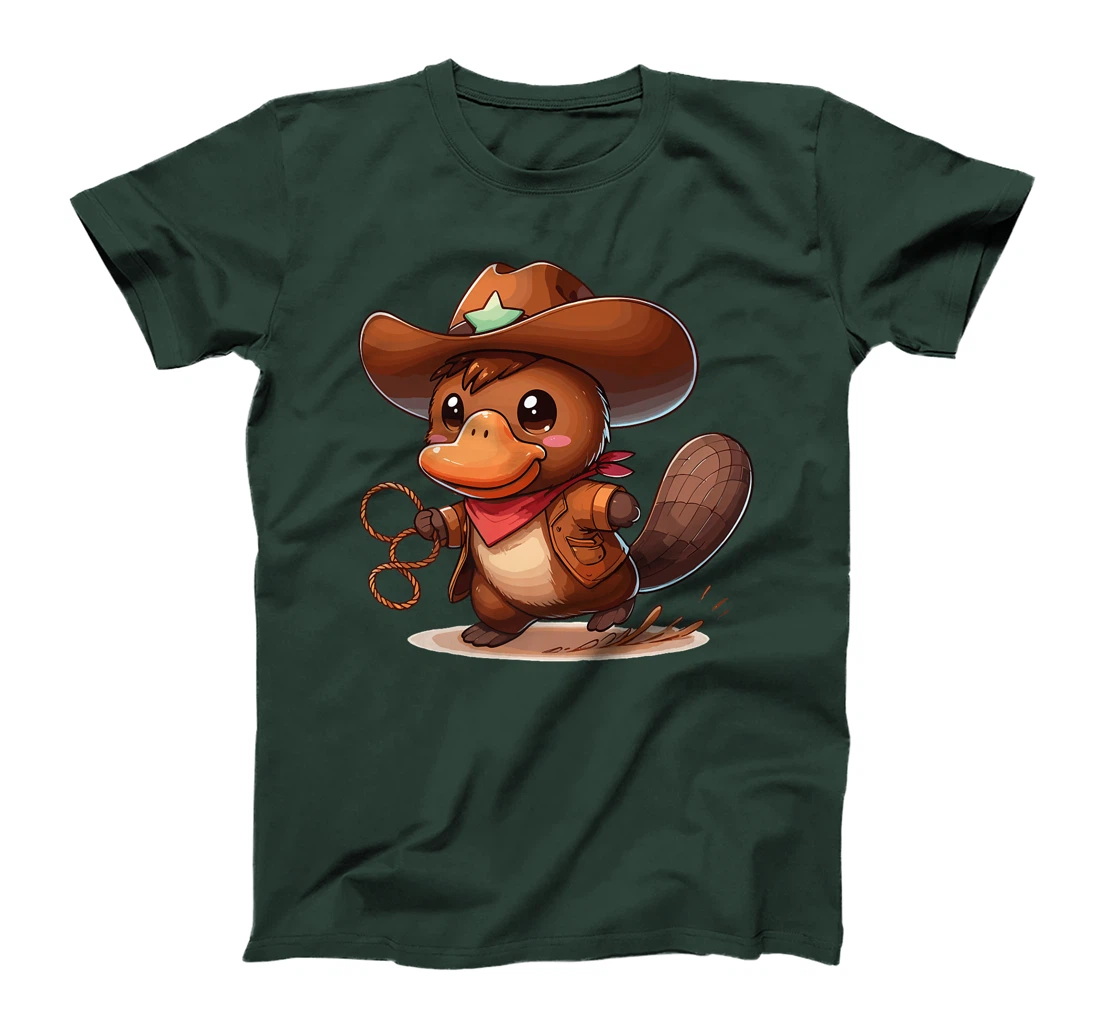 Western Rodeo Cowboy Hat Platypus Texas Animals Premium T-Shirt