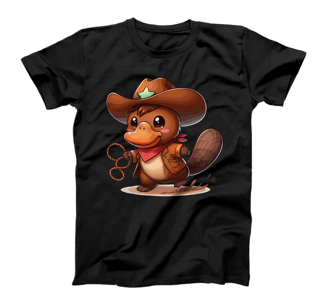Western Rodeo Cowboy Hat Platypus Texas Animals Premium T-Shirt