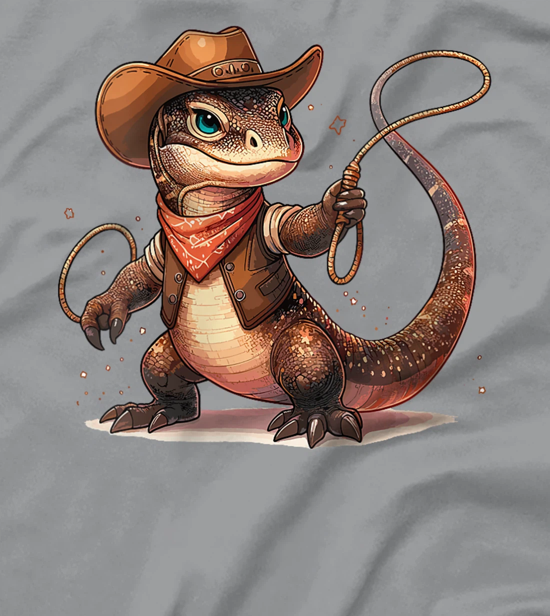 Womens Western Rodeo Cowboy Hat Komodo Dragon Texas Animals T-Shirt