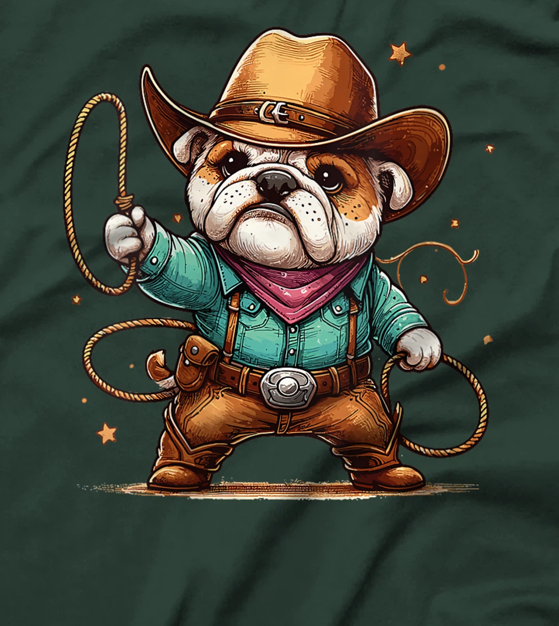 Womens Western Rodeo Cowboy Hat Bulldog Texas Animals T-Shirt