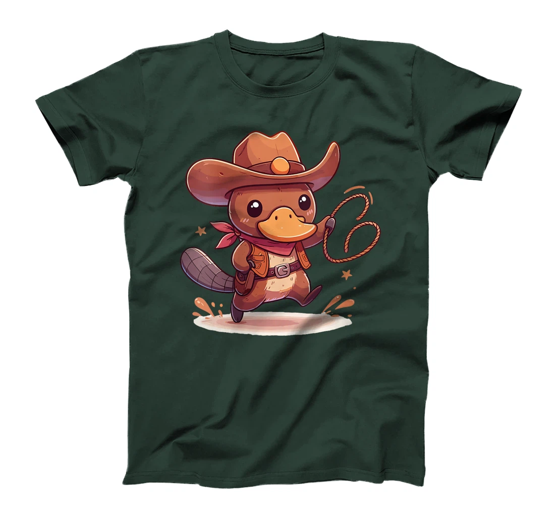 Womens Western Rodeo Cowboy Hat Platypus Texas Animals T-Shirt