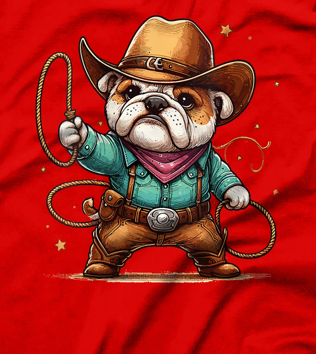 Womens Western Rodeo Cowboy Hat Bulldog Texas Animals T-Shirt