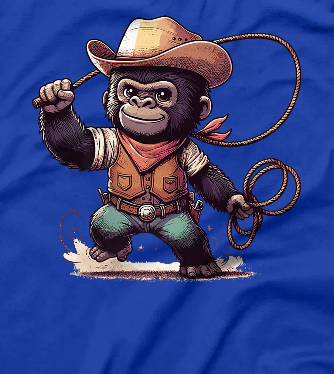 Womens Western Rodeo Cowboy Hat Gorilla Texas Animals T-Shirt