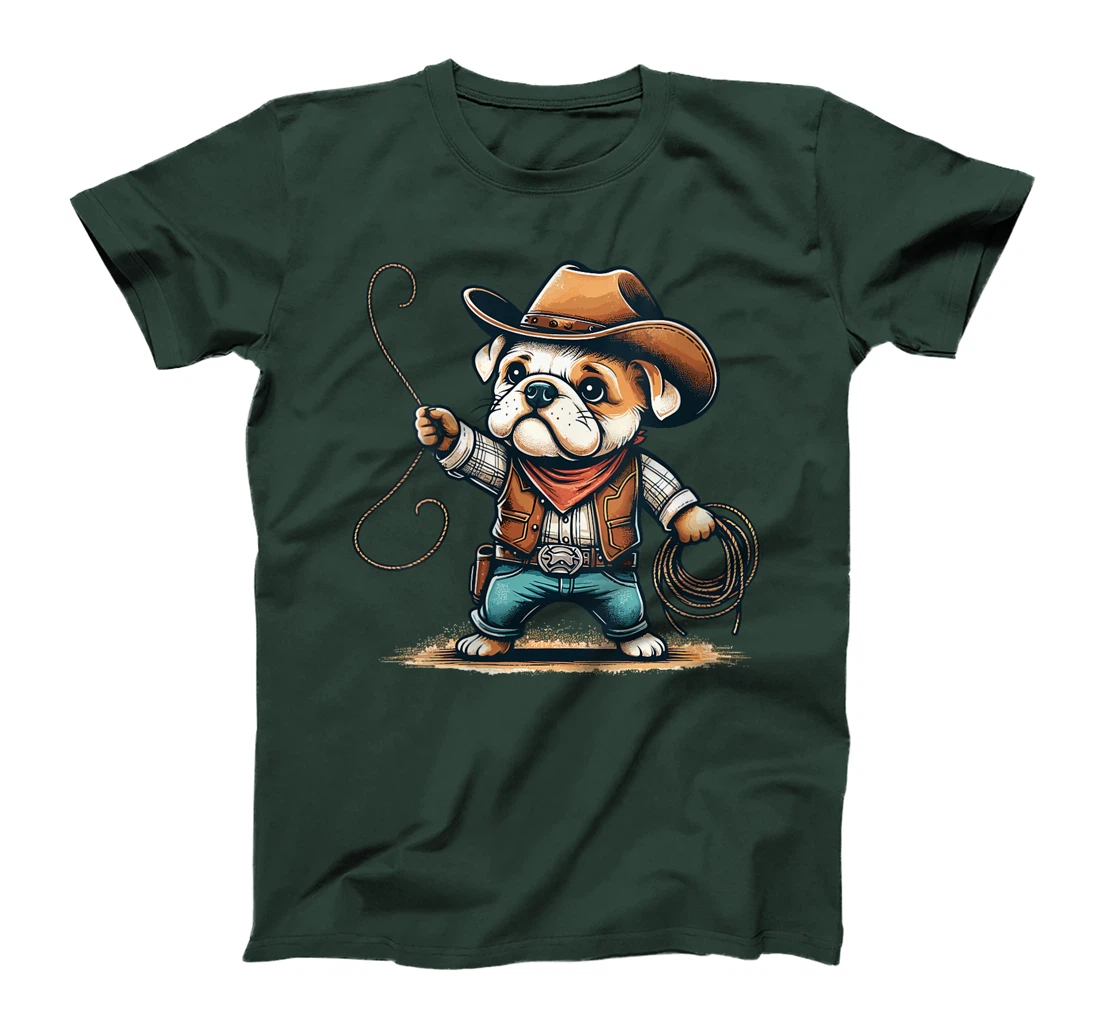 Womens Western Rodeo Cowboy Hat Bulldog Texas Animals T-Shirt