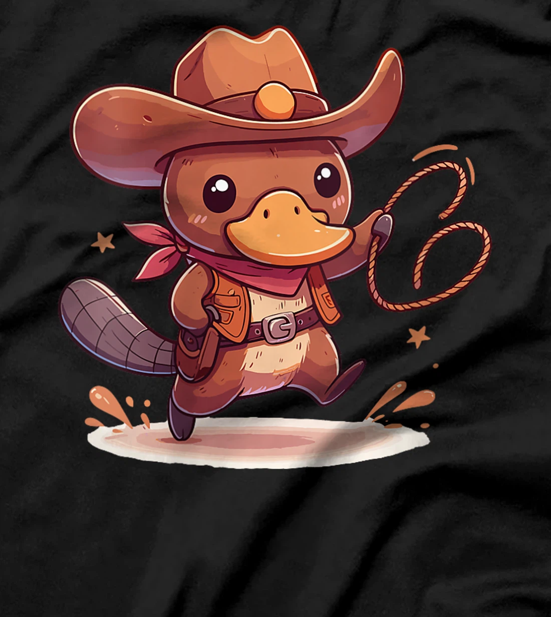 Womens Western Rodeo Cowboy Hat Platypus Texas Animals T-Shirt