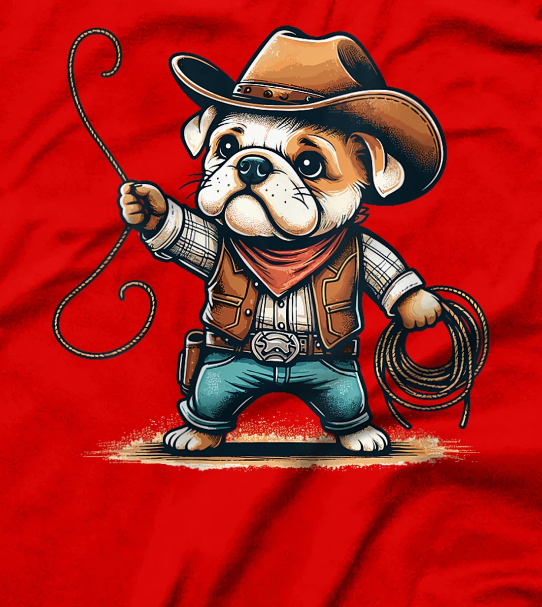 Womens Western Rodeo Cowboy Hat Bulldog Texas Animals T-Shirt