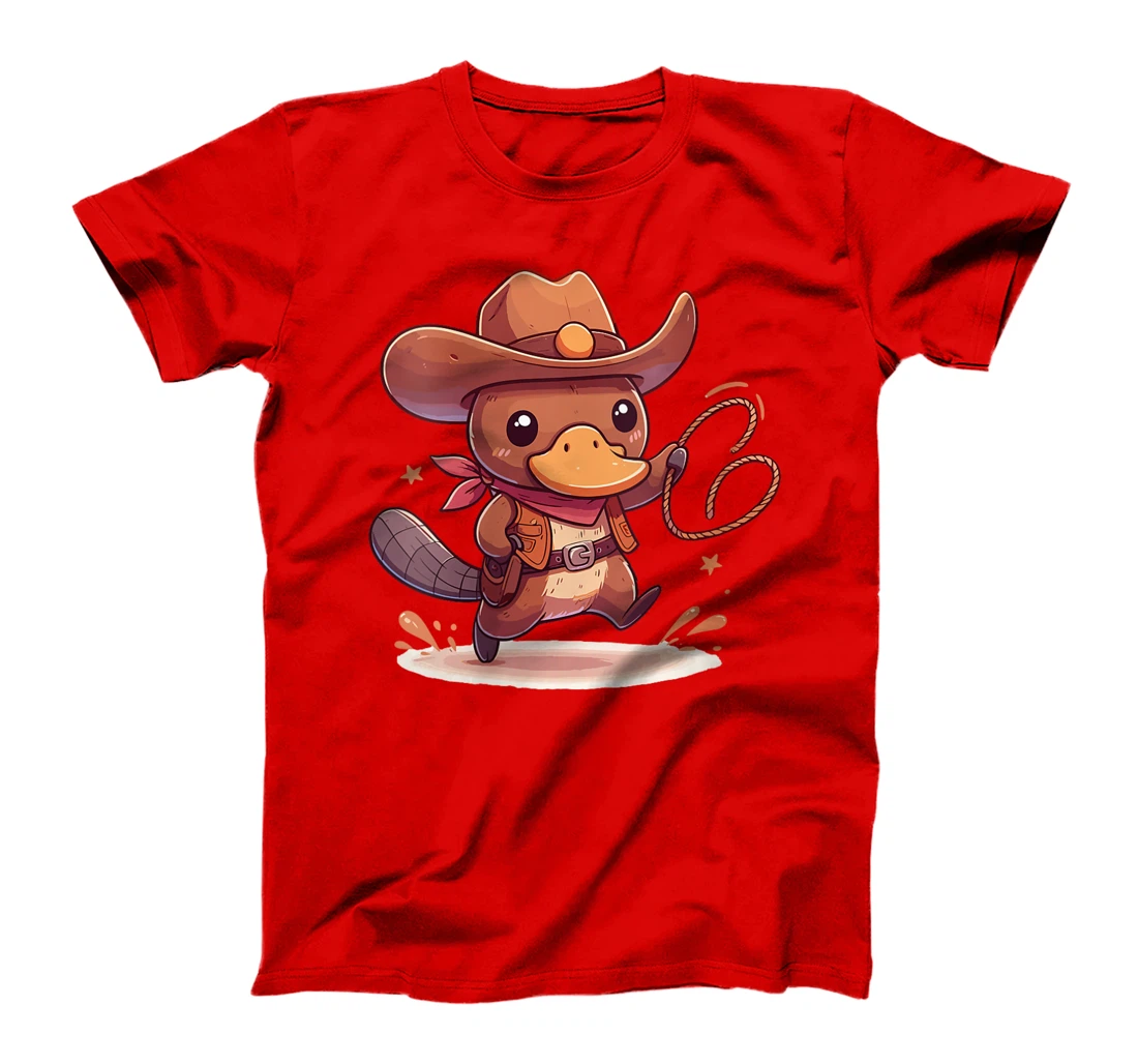 Womens Western Rodeo Cowboy Hat Platypus Texas Animals T-Shirt